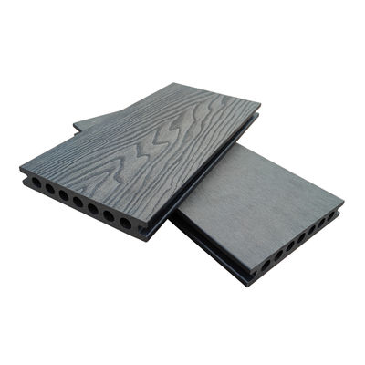 Tấm ván sàn composite màu đen WPC bằng gỗ tếch 3D dập nổi dày 2 inch